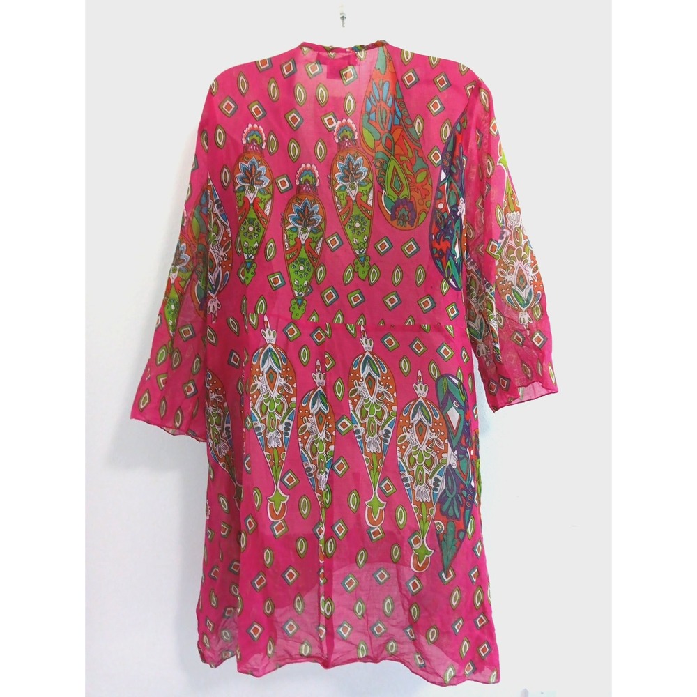 Jessica Taylor Dress Cover Up Womens 2X Pink Pointed Hem Flowy‎ Boho Deep V NEW - Picture 3 of 11